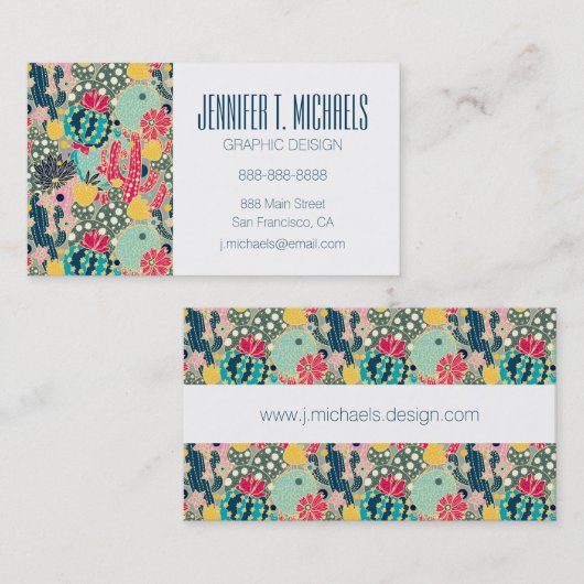 あなたの一流の|カラフルな水玉模様のサボテンパターンを加えて下さい 名刺 (正面/裏面)