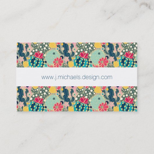あなたの一流の|カラフルな水玉模様のサボテンパターンを加えて下さい 名刺 (裏面)