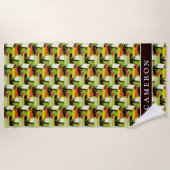 あなたの一流の|カラフルなToucansを加えて下さい ビーチタオル (正面)