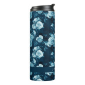 あなたの一流の|クラシックな青のバラパターンを加えて下さい タンブラー (回転左)