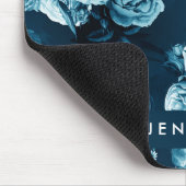 あなたの一流の|クラシックな青のバラパターンを加えて下さい マウスパッド (コーナー)