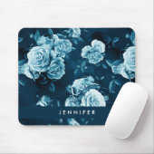あなたの一流の|クラシックな青のバラパターンを加えて下さい マウスパッド (マウス)