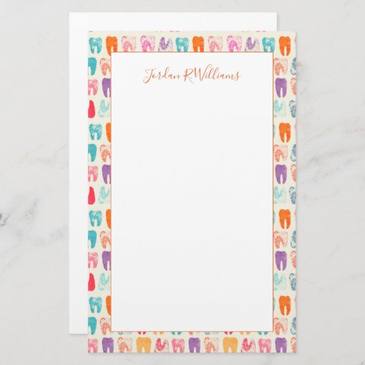 あなたの一流の|グランジな歯パターンを加えて下さい 便箋 (正面/裏面)