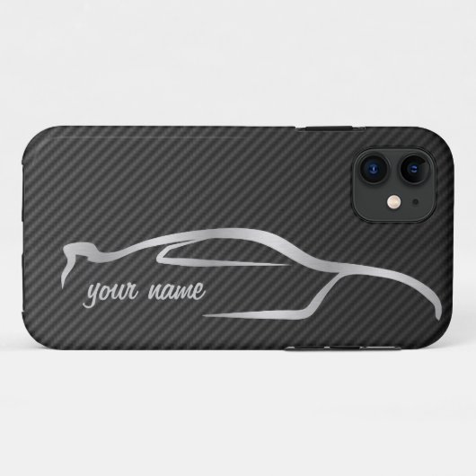 "あなたの一流の"スカイラインの灰色のシルエットのロゴを加えて下さい Case-Mate iPhoneケース (裏面(横))