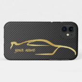 "あなたの一流の"スカイラインの金ゴールドのシルエットのロゴを加えて下さい Case-Mate iPhoneケース (裏面(横))