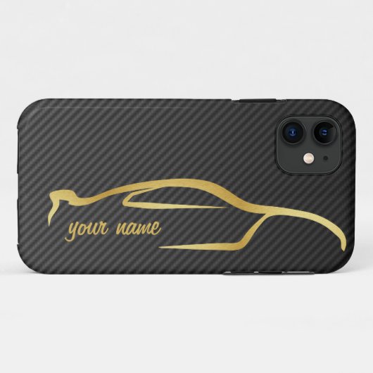 "あなたの一流の"スカイラインの金ゴールドのシルエットのロゴを加えて下さい Case-Mate iPhoneケース (裏面(横))