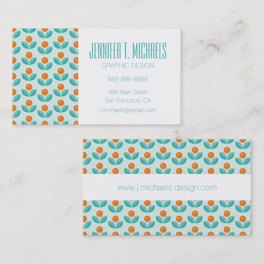あなたの一流の|スカンジナビアの幾何学的なオレンジを加えて下さい 名刺 (正面/裏面)