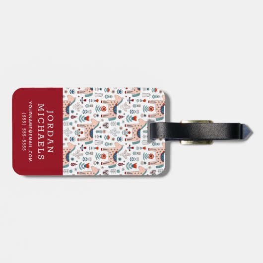 あなたの一流の|スカンジナビアの馬の民芸を加えて下さい ラゲッジタグ (裏面横)