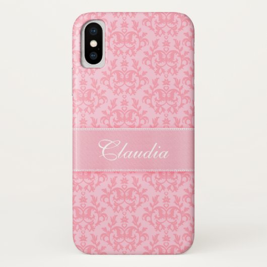 "あなたの一流の"ダマスク織の淡いピンクのiphoneの場合 Case-Mate iPhoneケース (裏面)