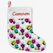あなたの一流の|ネオンマニキュアパターンを加えて下さい スモールクリスマスストッキング (正面)
