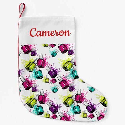 あなたの一流の|ネオンマニキュアパターンを加えて下さい スモールクリスマスストッキング (正面)