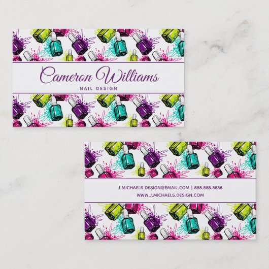 あなたの一流の|ネオンマニキュアパターンを加えて下さい 名刺 (正面/裏面)