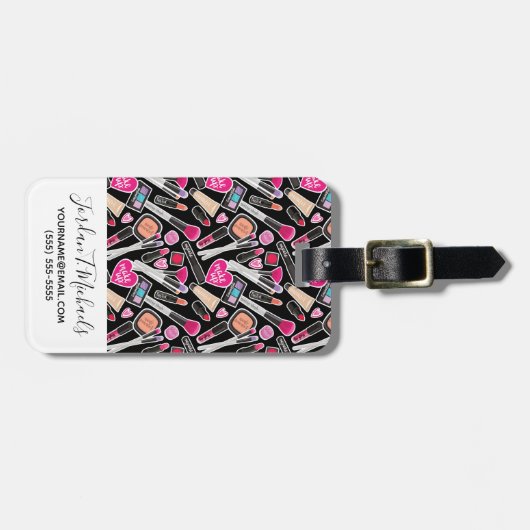 あなたの一流の|ネオン化粧パターンを加えて下さい ラゲッジタグ (正面横)