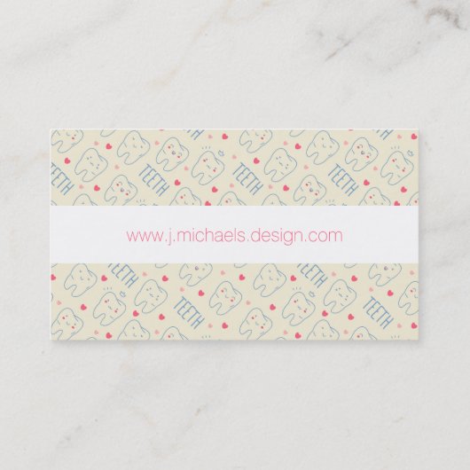 あなたの一流の|パステル調の幸せな歯パターンを加えて下さい 名刺 (裏面)