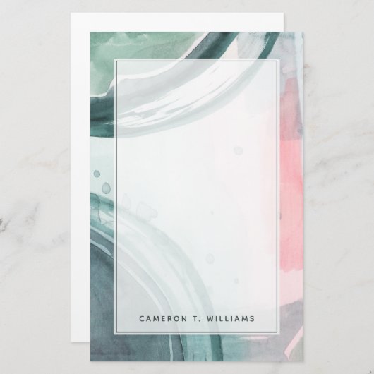 あなたの一流の|パステル調の筆記者-水彩画--を加えて下さい 便箋 (正面/裏面)