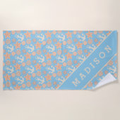 あなたの一流の|パステル調の航海のなパターンを加えて下さい ビーチタオル (正面)