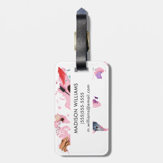 あなたの一流の|パステル調のComesticsの世界地図を加えて下さい ラゲッジタグ (裏面縦)