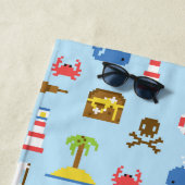 あなたの一流の|ピクセル海の芸術パターンを加えて下さい ビーチタオル (インサイチュ)