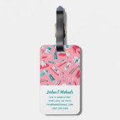 あなたの一流の|ピンクの歯科パターンを加えて下さい ラゲッジタグ (裏面縦)