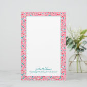 あなたの一流の|ピンクの歯科パターンを加えて下さい 便箋 (スタンド正面)