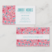 あなたの一流の|ピンクの歯科パターンを加えて下さい 名刺 (正面/裏面)