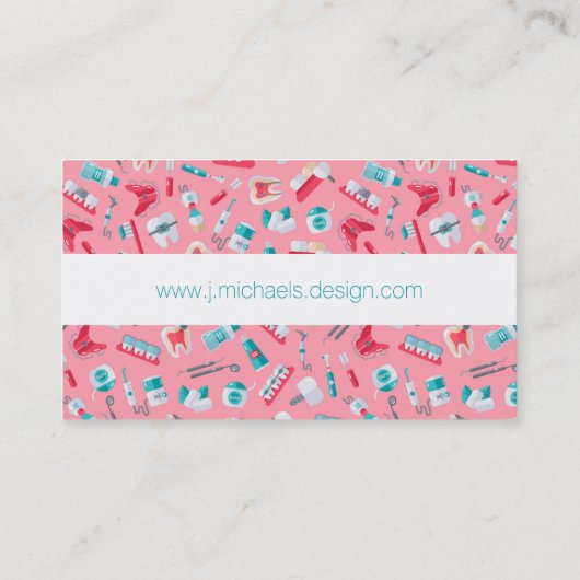 あなたの一流の|ピンクの歯科パターンを加えて下さい 名刺 (裏面)