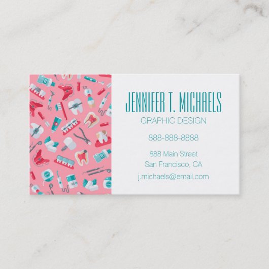 あなたの一流の|ピンクの歯科パターンを加えて下さい 名刺 (正面)