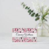 あなたの一流の|ピンクの花の美容製品を加えて下さい 名刺 (スタンド正面)