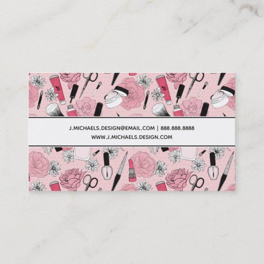 あなたの一流の|ピンクの花の美容製品を加えて下さい 名刺 (裏面)