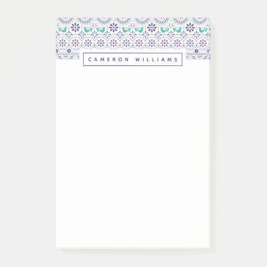 あなたの一流の|メキシコ鳥のタイルの民芸パターンを加えて下さい ポストイット (正面)