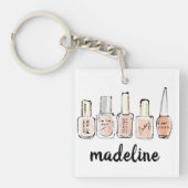 あなたの一流の|モダンなピンクのマニキュアのスケッチを加えて下さい キーホルダー (正面)