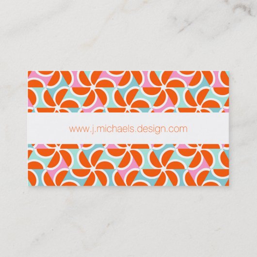 あなたの一流の|レトロのオレンジくさびパターンを加えて下さい 名刺 (裏面)