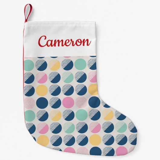 あなたの一流の|レトロの半円パターンを加えて下さい スモールクリスマスストッキング (正面)