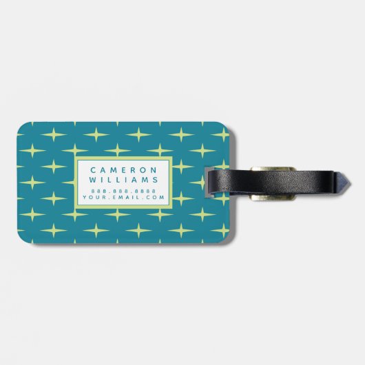 あなたの一流の|レトロの原子力時代の星パターンを加えて下さい ラゲッジタグ (裏面横)