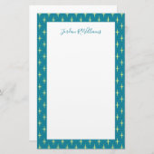 あなたの一流の|レトロの原子力時代の星パターンを加えて下さい 便箋 (正面/裏面)