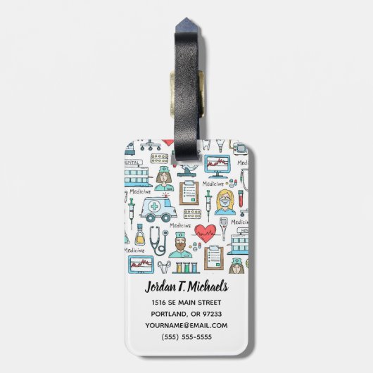 あなたの一流の|医学のデザインパターンを加えて下さい ラゲッジタグ (裏面縦)