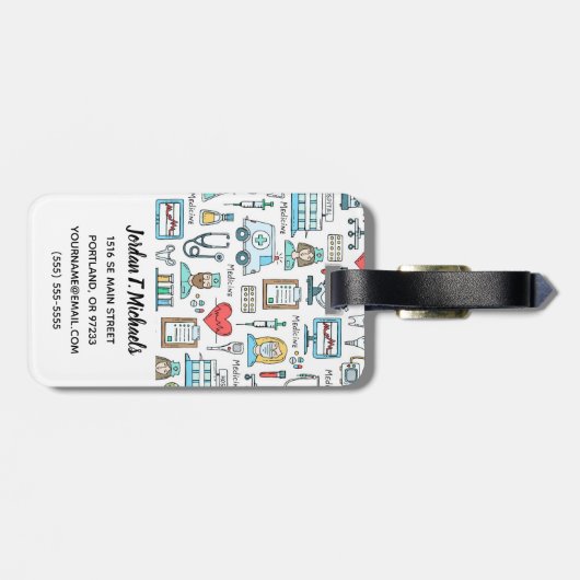 あなたの一流の|医学のデザインパターンを加えて下さい ラゲッジタグ (裏面横)