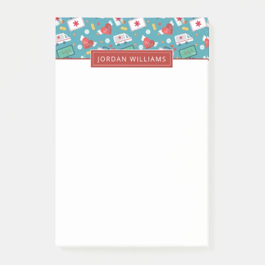 あなたの一流の|医学アイコンパターンを加えて下さい ポストイット (正面)