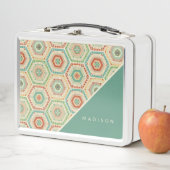 あなたの一流の|南西六角形パターンを加えて下さい メタルランチボックス (インサイチュ)