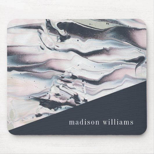 あなたの一流の|大理石模様をつけるVの穀物を加えて下さい マウスパッド (正面)