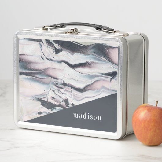 あなたの一流の|大理石模様をつけるVの穀物を加えて下さい メタルランチボックス (インサイチュ)