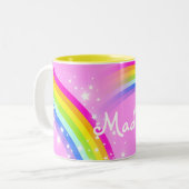 "あなたの一流の"女の子の虹の淡いピンクのマグ ツートーンマグカップ (正面左)