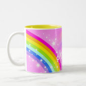 "あなたの一流の"女の子の虹の淡いピンクのマグ ツートーンマグカップ (左)