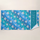 あなたの一流の|岩が多い海パターンを加えて下さい ビーチタオル (正面)