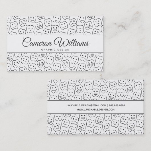 あなたの一流の|幸せな歯パターンを加えて下さい 名刺 (正面/裏面)