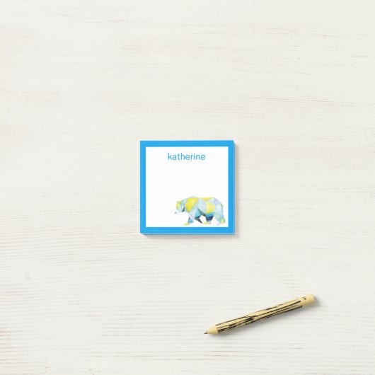 あなたの一流の|幾何学的なくま動物を加えて下さい ポストイット (デスク上)