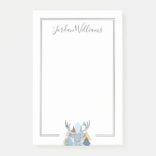 あなたの一流の|幾何学的なシカのポートレートを加えて下さい ポストイット (正面)