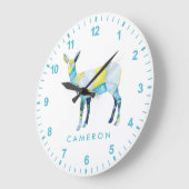 あなたの一流の|幾何学的なシカ動物を加えて下さい ラージ壁時計 (傾斜)