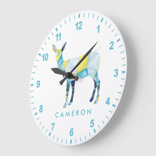 あなたの一流の|幾何学的なシカ動物を加えて下さい ラージ壁時計 (傾斜)