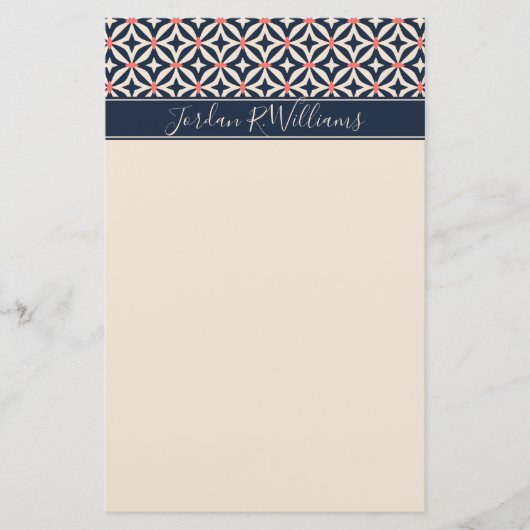 あなたの一流の|幾何学的な星パターンを加えて下さい 便箋 (正面)